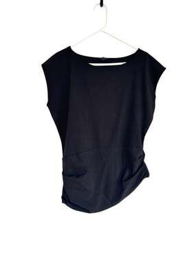 Ann Taylor Black Draped Boat Neck Sleeveless Top Size 10